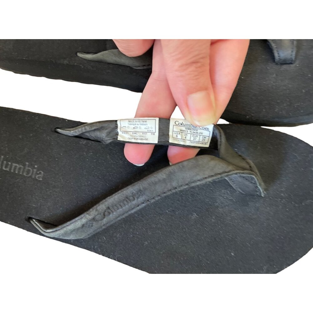 Columbia Women Leather Top Flip Flops Black Size 6 - Picture 3 of 7